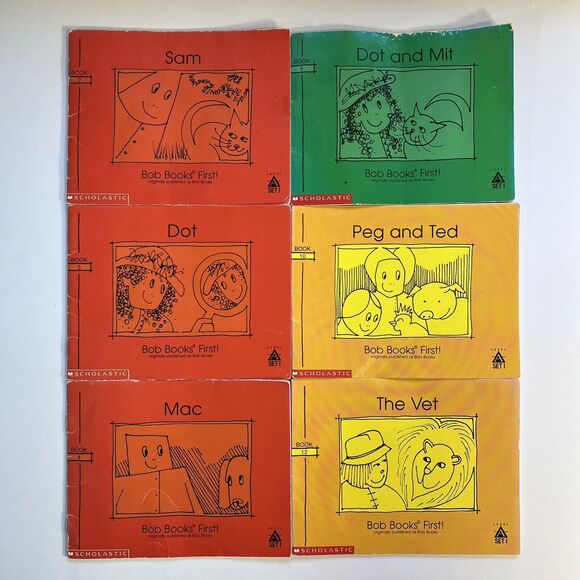 Set of 6 Scholastic Phonics Readers Bob Books First Vintage Paperback - Picture 1 of 15